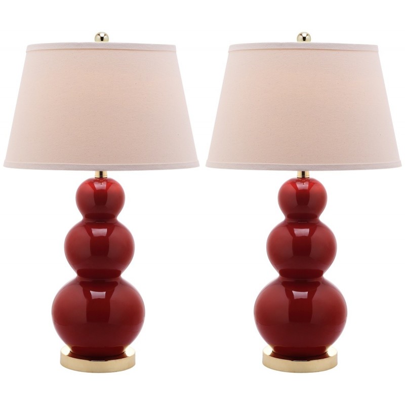 Safavieh Pamela 28-inch H Triple Gourd Ceramic Lamp - Set of 2 - Red (LIT4095E-SET2)