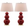 Safavieh Pamela 28-inch H Triple Gourd Ceramic Lamp - Set of 2 - Red (LIT4095E-SET2) Safavieh Pamela 28-inch H Triple Gourd Ceramic Lamp - Set of 2 - Red (LIT4095E-SET2)