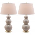 Safavieh Pamela 28-inch H Triple Gourd Ceramic Lamp - Set of 2 - Light Grey (LIT4095F-SET2)