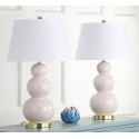Safavieh Pamela 28-inch H Triple Gourd Ceramic Lamp - Set of 2 - Light Grey (LIT4095F-SET2)