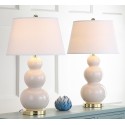 Safavieh Pamela 28-inch H Triple Gourd Ceramic Lamp - Set of 2 - Light Grey (LIT4095F-SET2)
