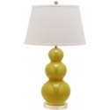 Safavieh Pamela 28-inch H Triple Gourd Ceramic Lamp - Set f 2 - Mustard Gold (LIT4095H-SET2)