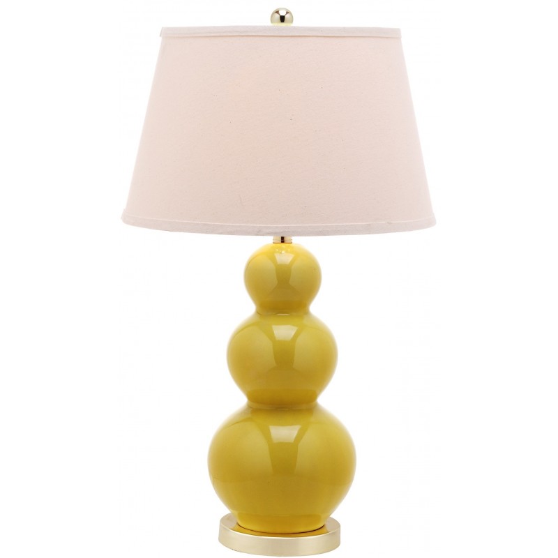Safavieh Pamela 28-inch H Triple Gourd Ceramic Lamp - Set f 2 - Mustard Gold (LIT4095H-SET2)