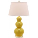 Safavieh Pamela 28-inch H Triple Gourd Ceramic Lamp - Set f 2 - Mustard Gold (LIT4095H-SET2)