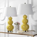 Safavieh Pamela 28-inch H Triple Gourd Ceramic Lamp - Set f 2 - Mustard Gold (LIT4095H-SET2)