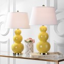 Safavieh Pamela 28-inch H Triple Gourd Ceramic Lamp - Set f 2 - Mustard Gold (LIT4095H-SET2)