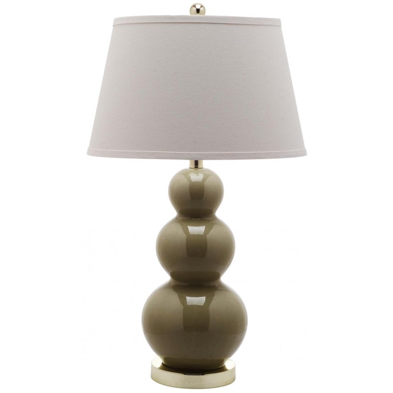 Safavieh Pamela 28-inch H Triple Gourd Ceramic Lamp - Set of 2 - Taupe (LIT4095L-SET2)