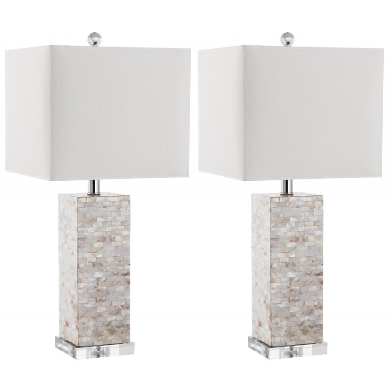 Safavieh Homer 26-inch H Shell Table Lamp Set of 2 -Cream/White (LIT4106A-SET2)