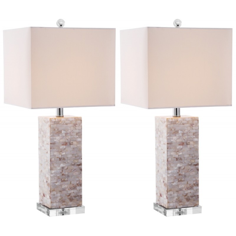 Safavieh Homer 26-inch H Shell Table Lamp Set of 2 -Cream/White (LIT4106A-SET2)