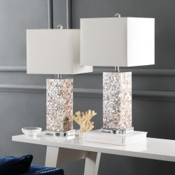Safavieh Homer 26-inch H Shell Table Lamp Set of 2 -Cream/White (LIT4106A-SET2)
