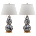 Safavieh Color Swirls 28-Inch H Glass Table Lamp Set of 2 - Navy/White (LIT4159A-SET2)