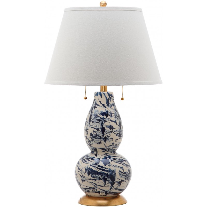 Safavieh Color Swirls 28-Inch H Glass Table Lamp Set of 2 - Navy/White (LIT4159A-SET2)