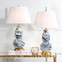 Safavieh Color Swirls 28-Inch H Glass Table Lamp Set of 2 - Navy/White (LIT4159A-SET2)