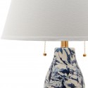 Safavieh Color Swirls 28-Inch H Glass Table Lamp Set of 2 - Navy/White (LIT4159A-SET2)