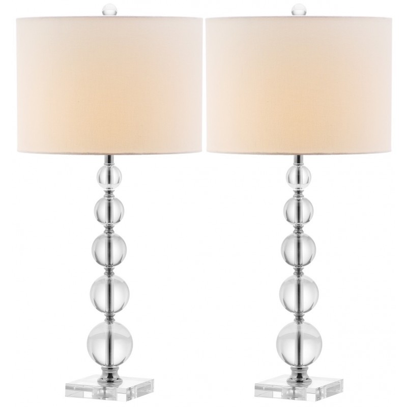 Safavieh Liam 29-inch H Stacked Crystal Ball Lamp - Set of 2 - Clear/Off-white (LIT4112A-SET2)