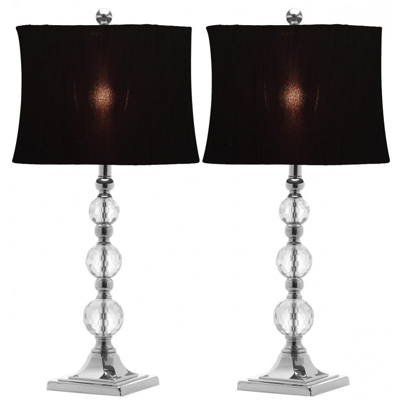 Safavieh Maeve 28-inch H Crystal Ball Lamp Set of 2 - Clear/Black (LIT4114A-SET2)