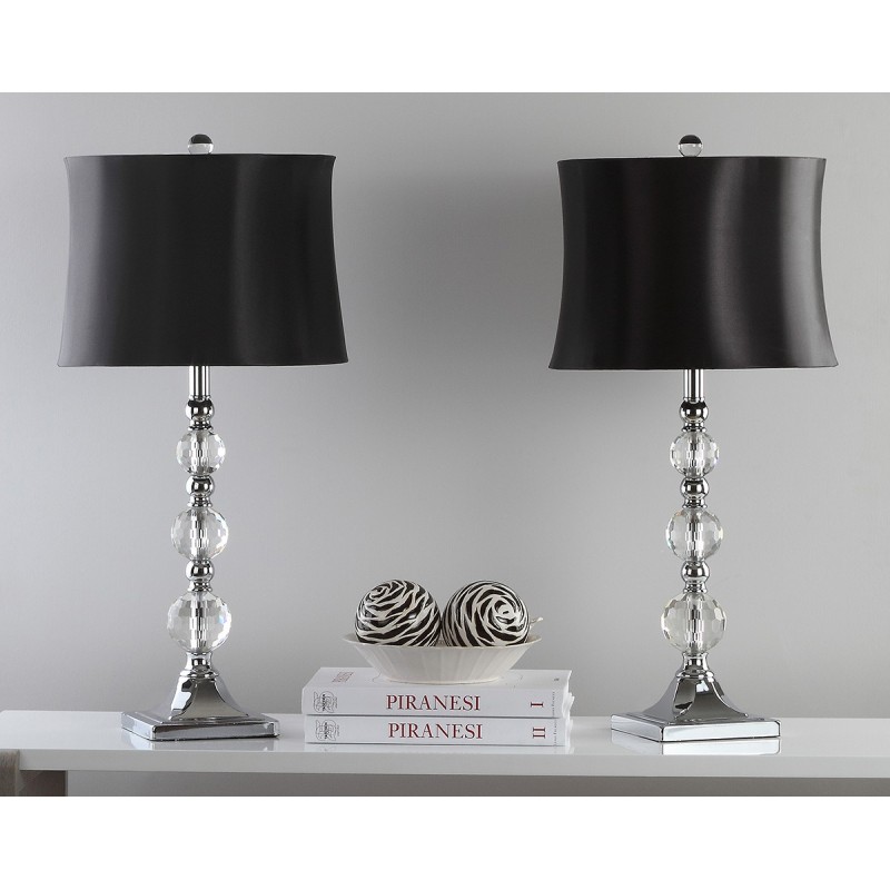 Safavieh Maeve 28-inch H Crystal Ball Lamp Set of 2 - Clear/Black (LIT4114A-SET2)