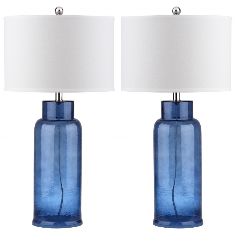 Safavieh Bottle 29-Inch H Glass Table Lamp - Set of 2 - Blue/Off-white (LIT4157C-SET2)