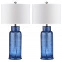 Safavieh Bottle 29-Inch H Glass Table Lamp - Set of 2 - Blue/Off-white (LIT4157C-SET2)