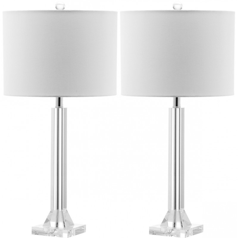 Safavieh Tyrone 27-inch H Crystal Column Lamp Set of 2 - Clear/Off-White (LIT4116A-SET2)