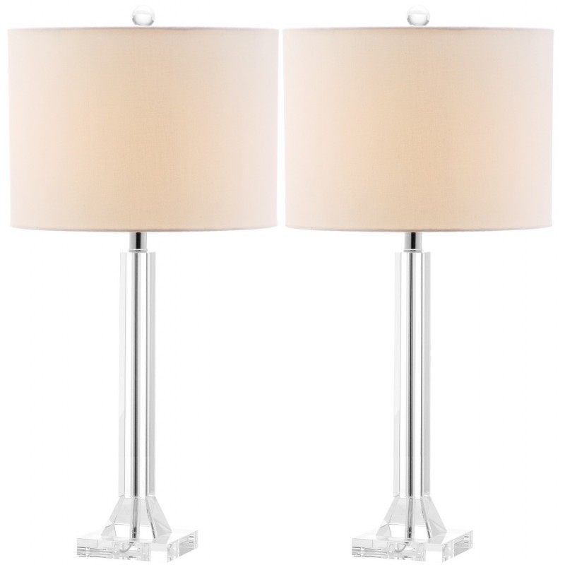 Safavieh Tyrone 27-inch H Crystal Column Lamp Set of 2 - Clear/Off-White (LIT4116A-SET2)