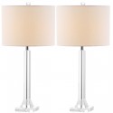 Safavieh Tyrone 27-inch H Crystal Column Lamp Set of 2 - Clear/Off-White (LIT4116A-SET2)