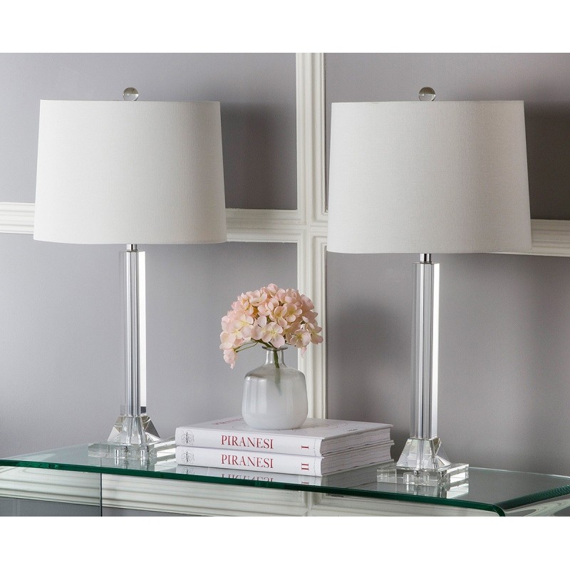 Safavieh Tyrone 27-inch H Crystal Column Lamp Set of 2 - Clear/Off-White (LIT4116A-SET2)
