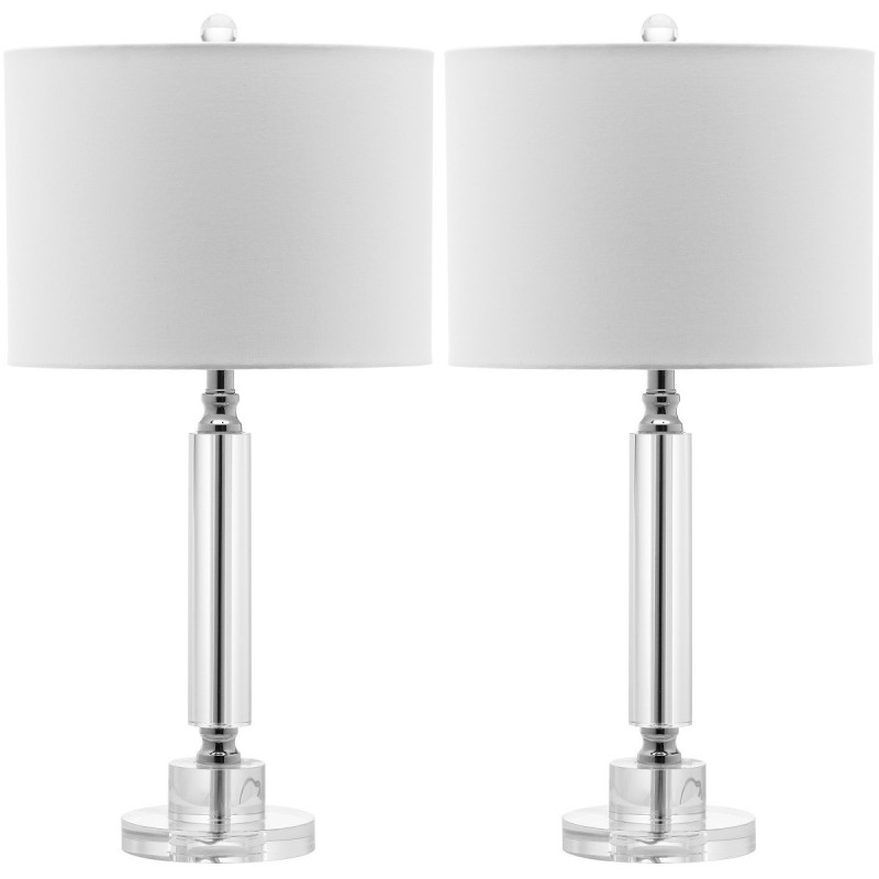 Safavieh Deco 24.5-inch H Column Crystal Lamp Set of 2 - Clear/Off-White (LIT4117A-SET2)