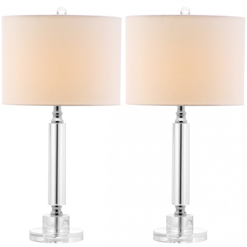 Safavieh Deco 24.5-inch H Column Crystal Lamp Set of 2 - Clear/Off-White (LIT4117A-SET2)