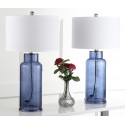 Safavieh Bottle 29-Inch H Glass Table Lamp - Set of 2 - Blue/Off-white (LIT4157C-SET2)