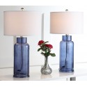 Safavieh Bottle 29-Inch H Glass Table Lamp - Set of 2 - Blue/Off-white (LIT4157C-SET2)