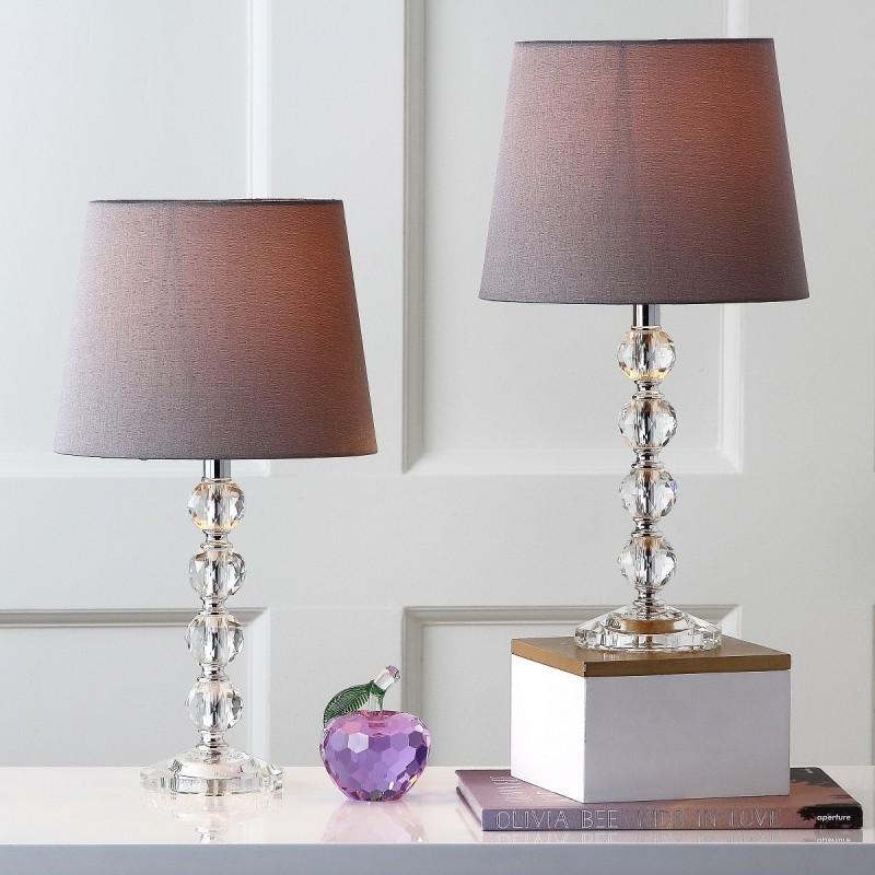 Safavieh Nola 16-inch H Stacked Crystal Ball Lamp - Set of 2 - Clear/Light Grey (LIT4123B-SET2)