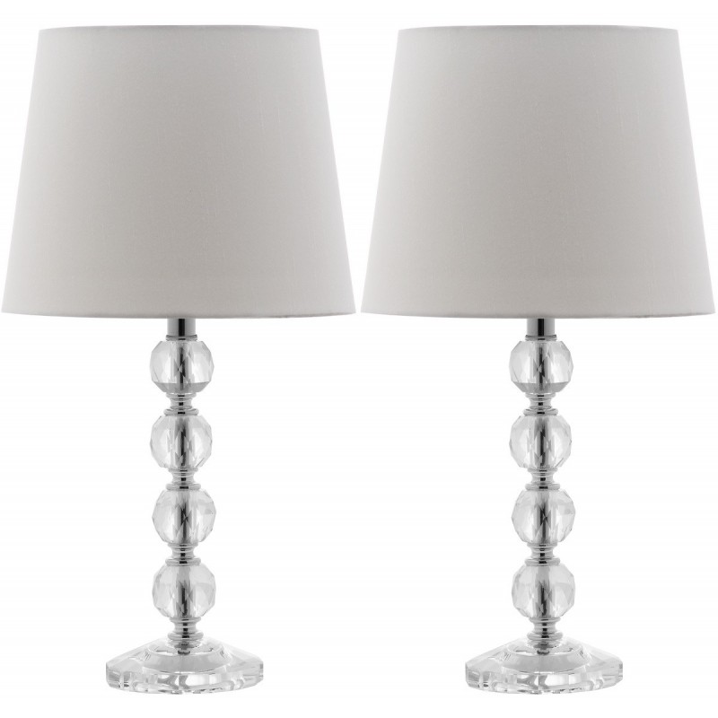 Safavieh Nola 16-inch H Stacked Crystal Ball Lamp - Set of 2 - Clear/Off-white (LIT4123C-SET2)