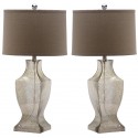 Safavieh Glass 29-Inch H Bottom Lamp - Set of 2 - Ivory/Silver & Oatmeal (LIT4156D-SET2)