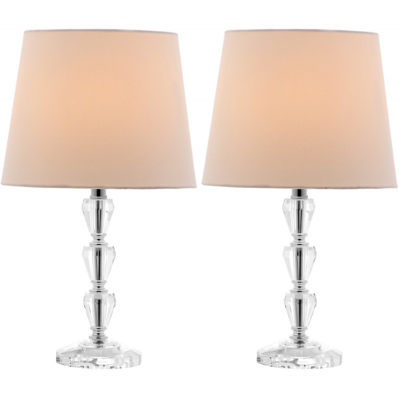 Safavieh Dylan 16-inch H Tiered Crystal Orb Lamp - Set of 2 - Clear/Off-white (LIT4124C-SET2)