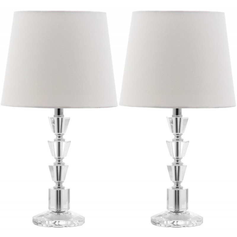 Safavieh Harlow 16-inch H Tiered Crystal Orb Lamp - Set of 2 - Clear/Off-white (LIT4125C-SET2)