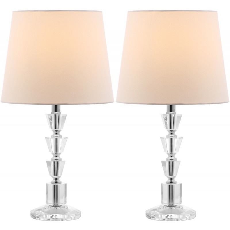 Safavieh Harlow 16-inch H Tiered Crystal Orb Lamp - Set of 2 - Clear/Off-white (LIT4125C-SET2)