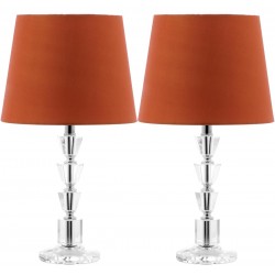 Safavieh Harlow 16-inch H Tiered Crystal Orb Lamp - Set of 2 - Clear/Orange (LIT4125D-SET2)