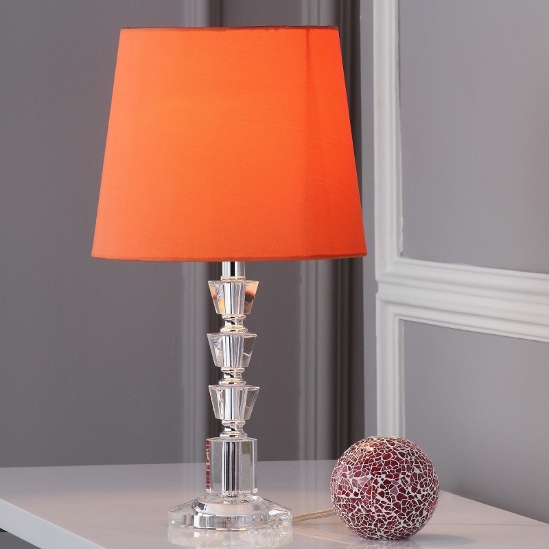 Safavieh Harlow 16-inch H Tiered Crystal Orb Lamp - Set of 2 - Clear/Orange (LIT4125D-SET2)