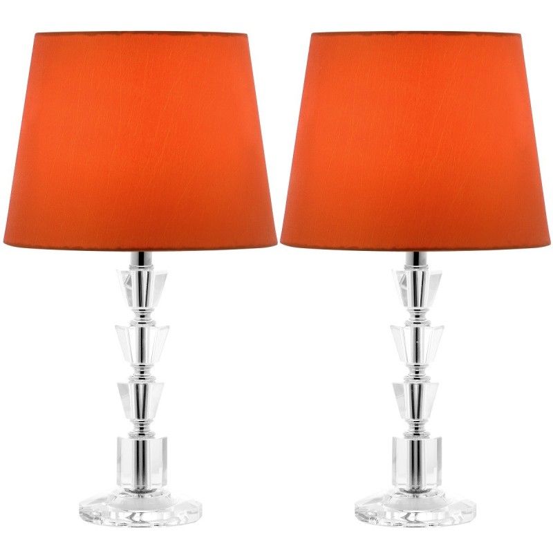 Safavieh Harlow 16-inch H Tiered Crystal Orb Lamp - Set of 2 - Clear/Orange (LIT4125D-SET2)