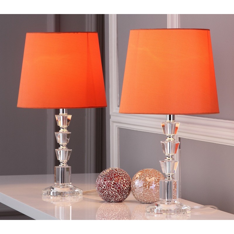 Safavieh Harlow 16-inch H Tiered Crystal Orb Lamp - Set of 2 - Clear/Orange (LIT4125D-SET2)