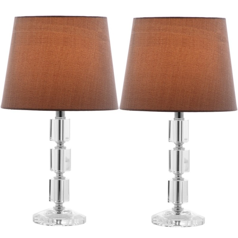 Safavieh Erin 16-inch H Crystal Cube Lamp - Set of 2 - Clear/Light Grey (LIT4126B-SET2)