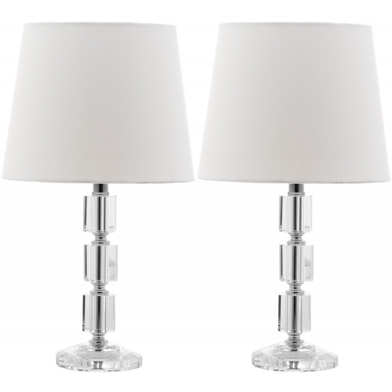 Safavieh Erin 16-inch H Crystal Cube Lamp - Set of 2 - Clear/Off-white (LIT4126C-SET2)
