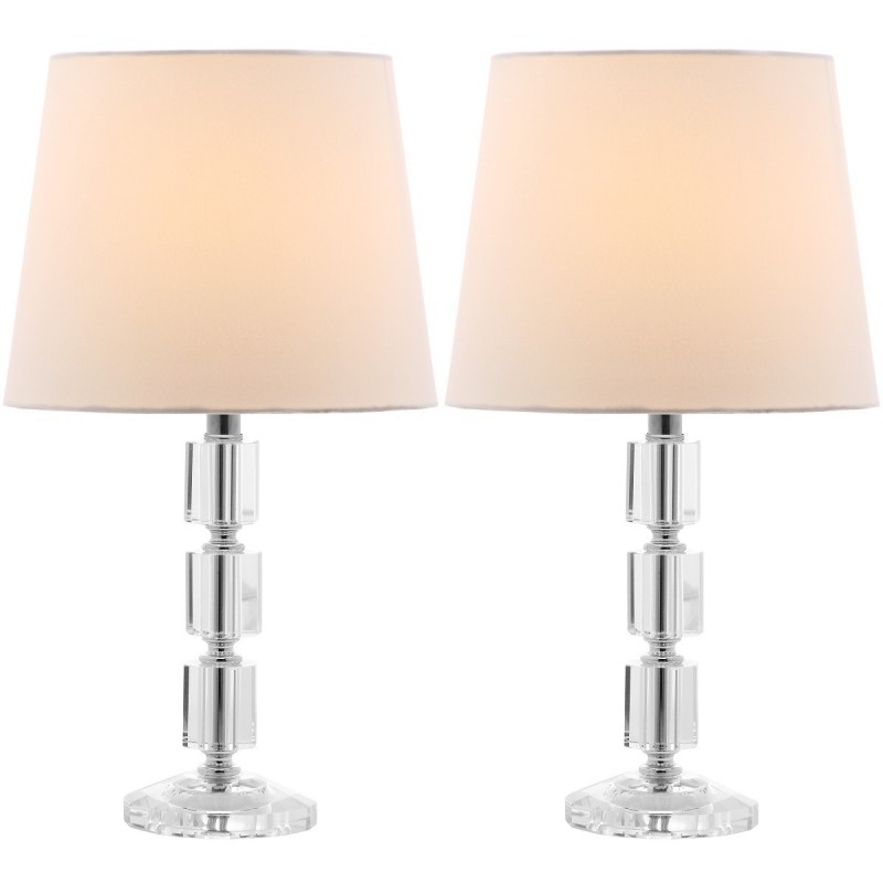 Safavieh Erin 16-inch H Crystal Cube Lamp - Set of 2 - Clear/Off-white (LIT4126C-SET2)