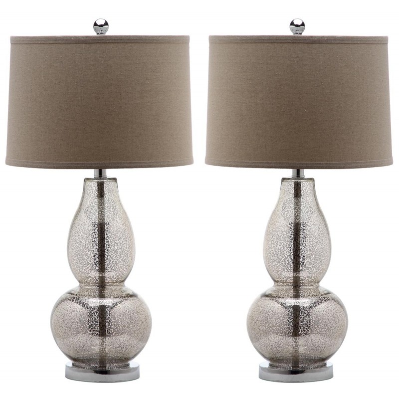 Safavieh Mercurio 28.5-Inch H Double Gourd Lamp Set of 2 - Ivory/Silver&Oatmeal (LIT4155D-SET2)