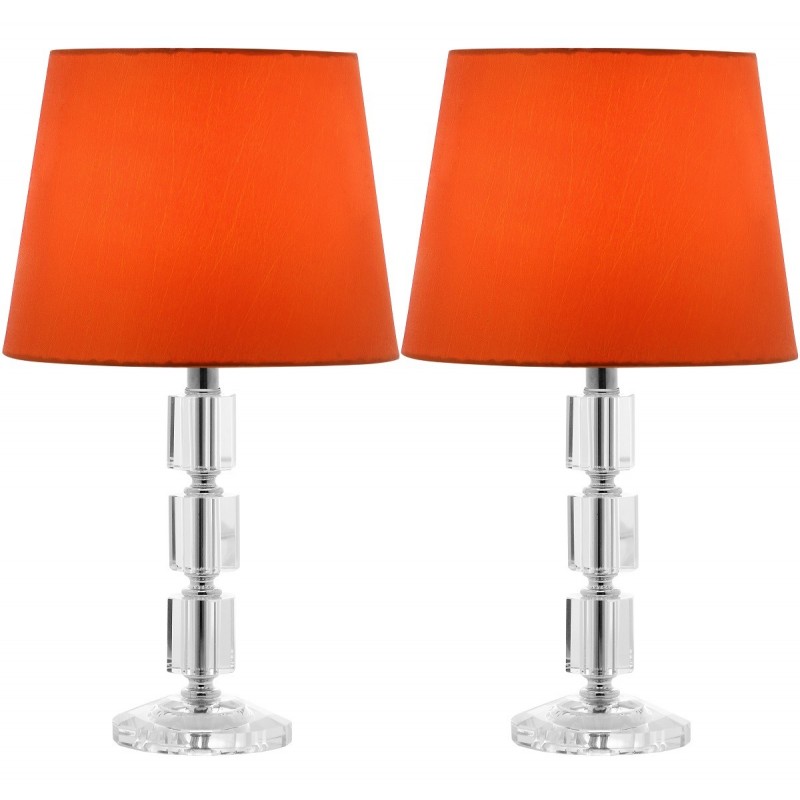 Safavieh Erin 16-inch H Crystal Cube Lamp - Set of 2 - Clear/Orange (LIT4126D-SET2)