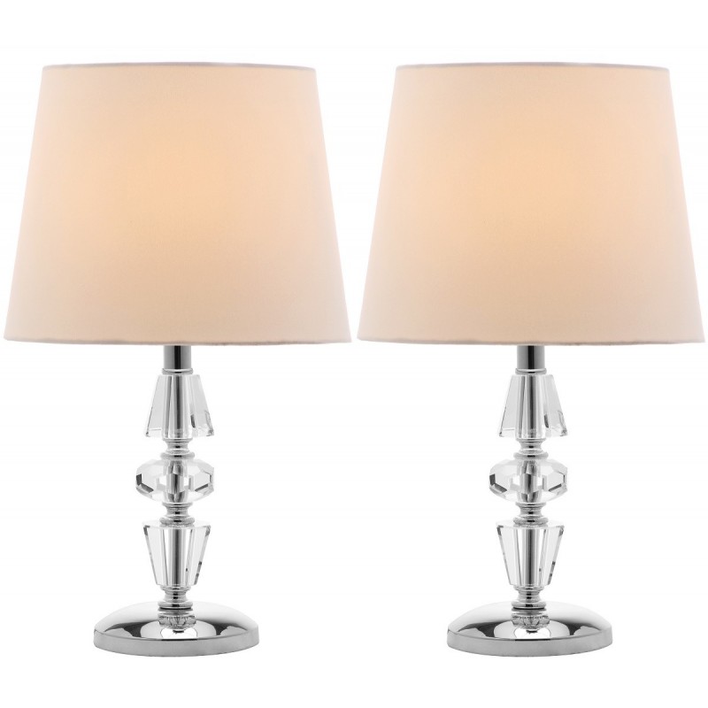 Safavieh Crescendo 16-inch H Tiered Crystal Lamp - Set of 2 - Clear/Off-white (LIT4127C-SET2)