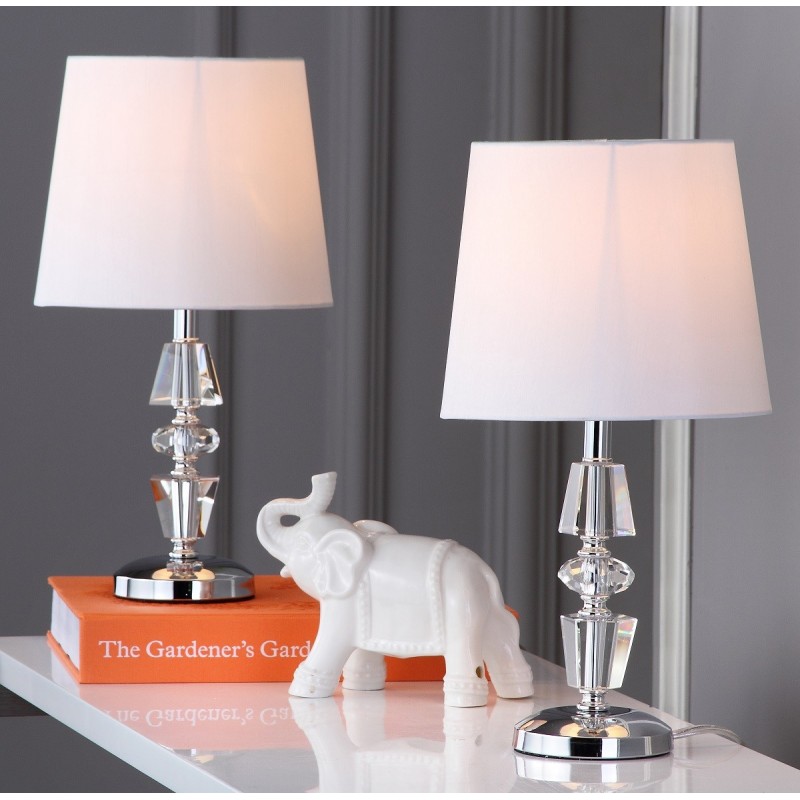 Safavieh Crescendo 16-inch H Tiered Crystal Lamp - Set of 2 - Clear/Off-white (LIT4127C-SET2)