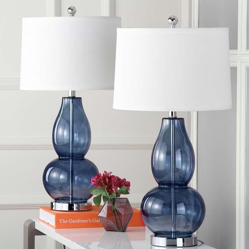 Safavieh Mercurio 28.5-Inch H Double Gourd Lamp Set of 2 - Blue/Off-White (LIT4155C-SET2)