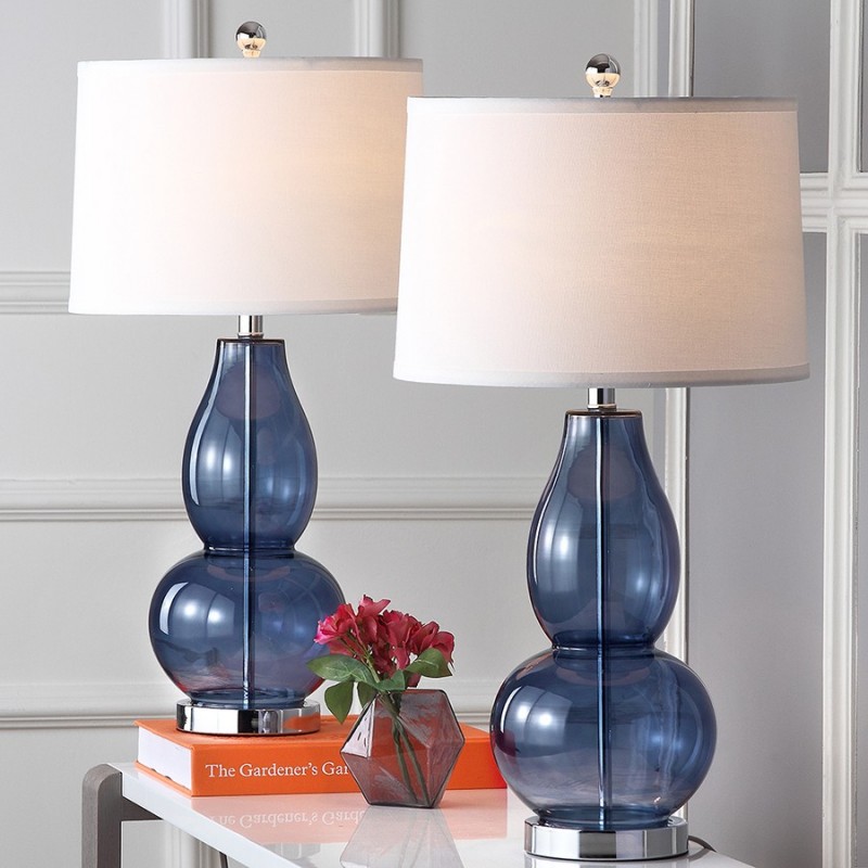 Safavieh Mercurio 28.5-Inch H Double Gourd Lamp Set of 2 - Blue/Off-White (LIT4155C-SET2)